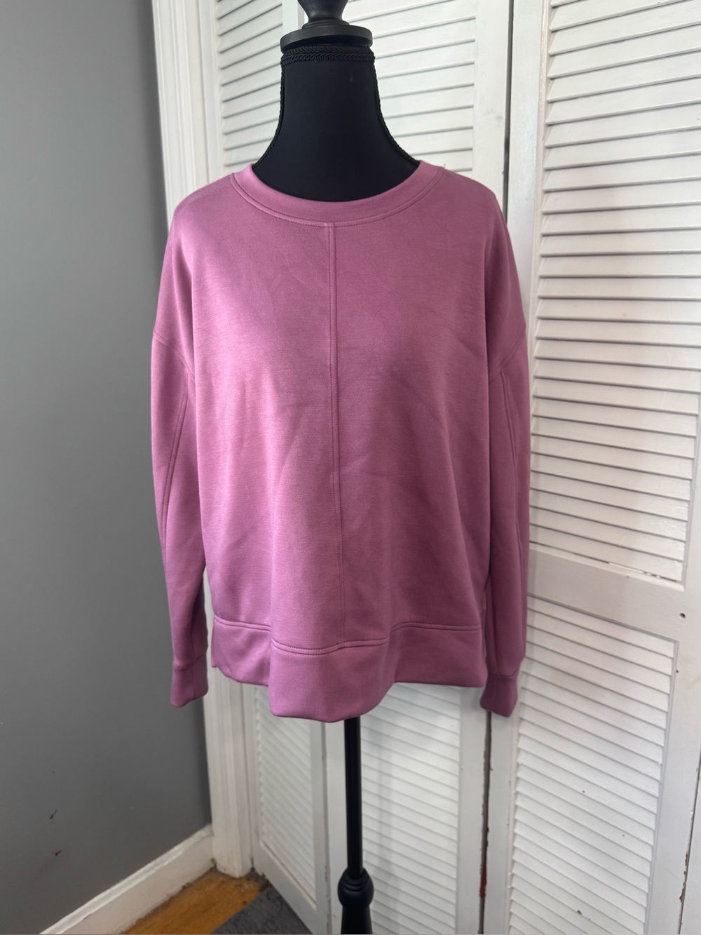 Match Fit Women Dusty Mauve Oversized Crew Neck Casual Sweatshirt Small